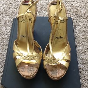 Christian Louboutin Gold wedge sandal